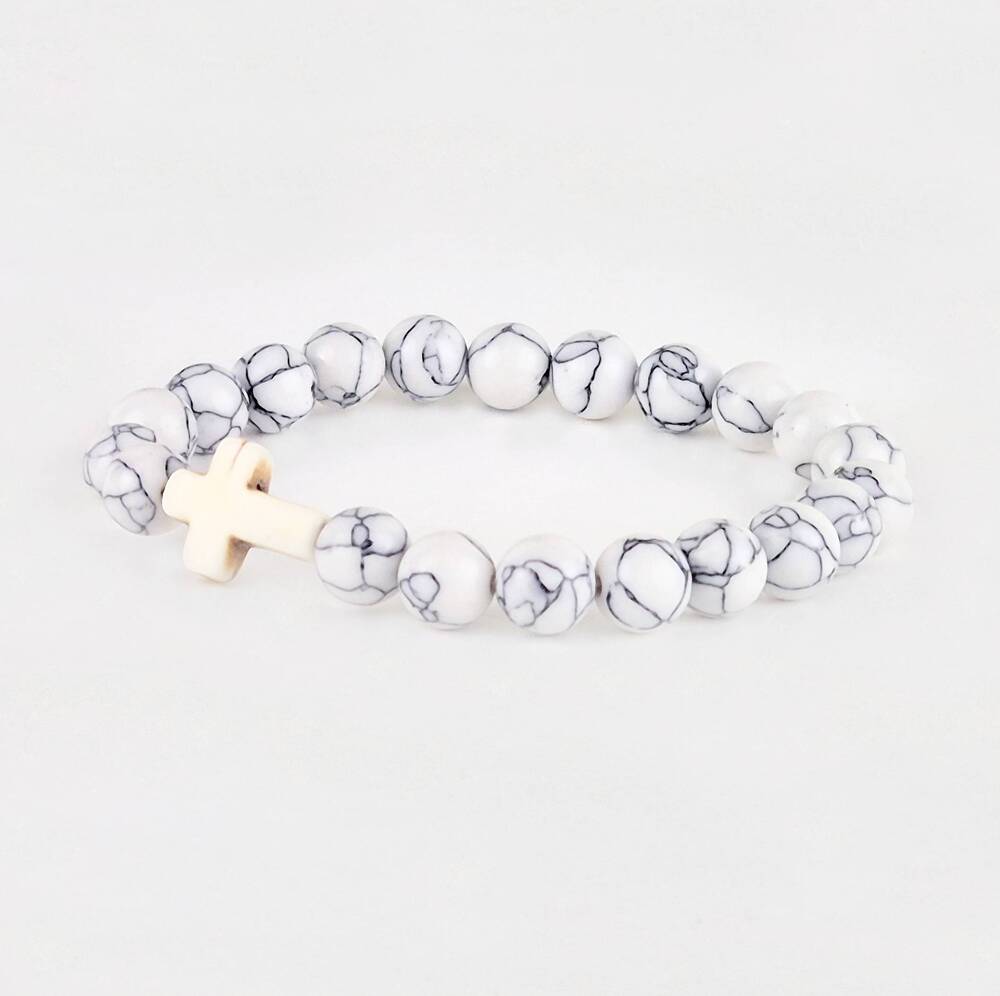 Product Image for Armband kula,  kors – vit