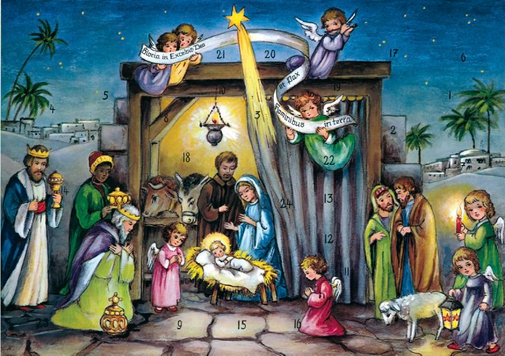 Product Image for Adventskalender - julkrubba - glitter - blandade motiv