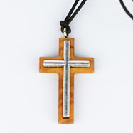 Product Image for Halsband - kors i metal/olivträ- 4cm