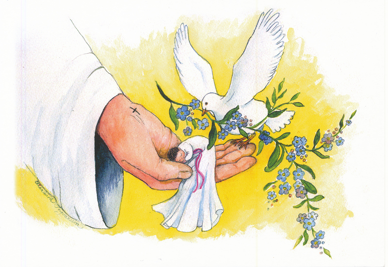 Product Image for Vykort - dop - barn i hand - a6 - ateljé penseldraget