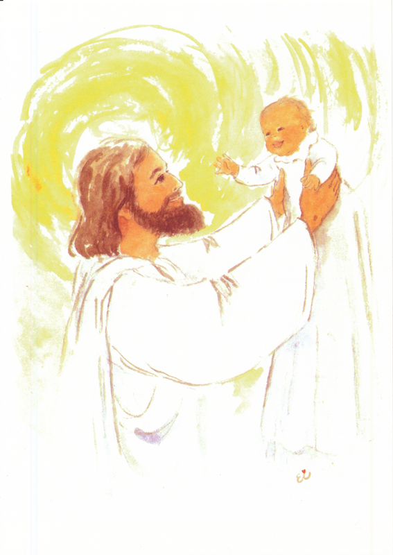 Product Image for Vykort - Jesus och barn - a6 - ateljé penseldraget