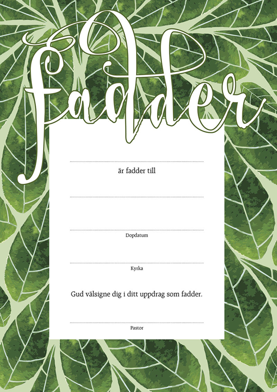 Product Image for Fadderbrev - löv - pastor