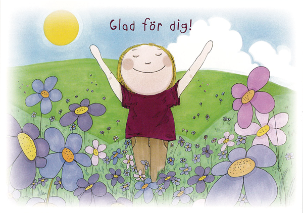 Product Image for Vykort - glad för dig - barn påblomsteräng