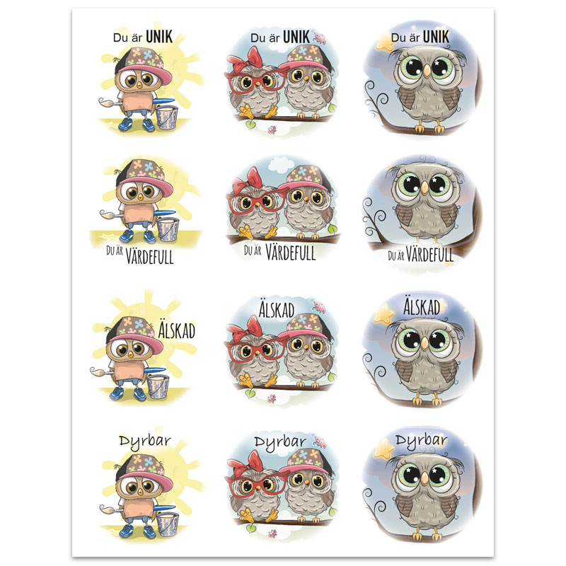 Product Image for Klistermärke - ugglor - bp571 - 35 mm