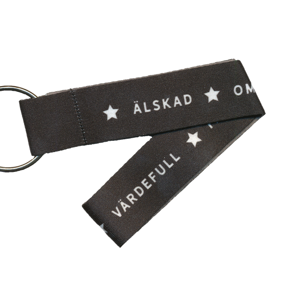 Product Image for Nyckelband kort - älskad,  omsluten,  välsignad - svart