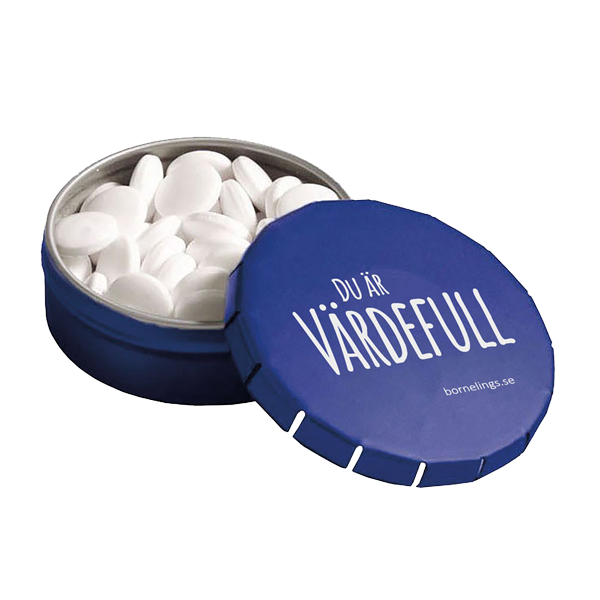 Product Image for Mintpastiller - plåtask - du är värdefull - blå