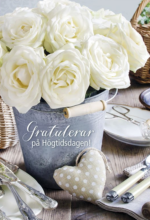 Product Image for Dubbelt kort gratulerar påhögtidsdagen vita rosor