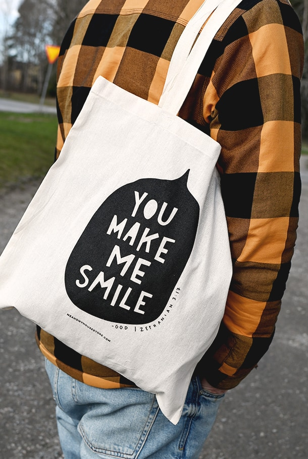 Product Image for Tygkasse - you make me smile - natur