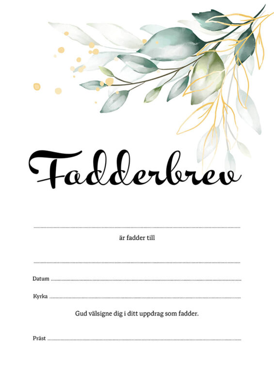 Product Image for Fadderbrev – blad