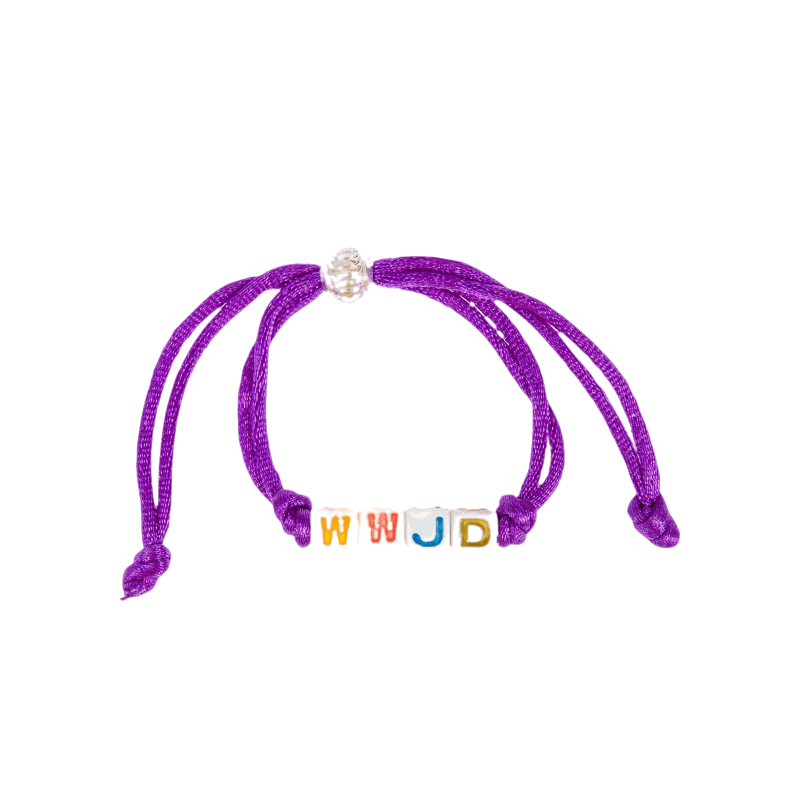 Product Image for Armband med tärningsbokstäver - wwjd - lila