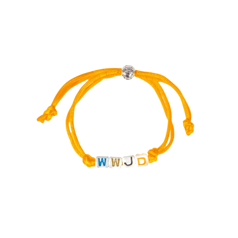 Product Image for Armband med tärningsbokstäver - wwjd - gul