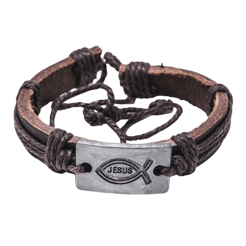 Product Image for Armband - läder - fisk/Jesus