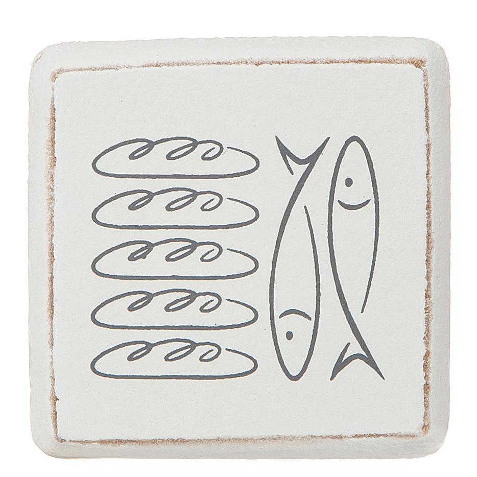 Product Image for Magnet - fem bröd och tvåfiskar - vit