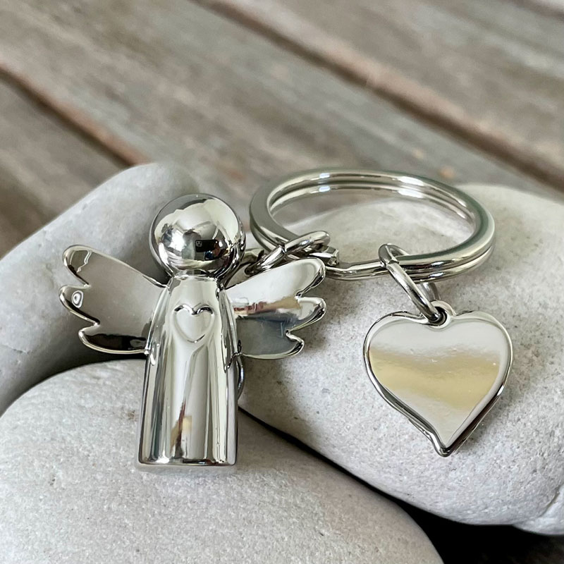 Product Image for Nyckelring - ängel/hjärta - metall