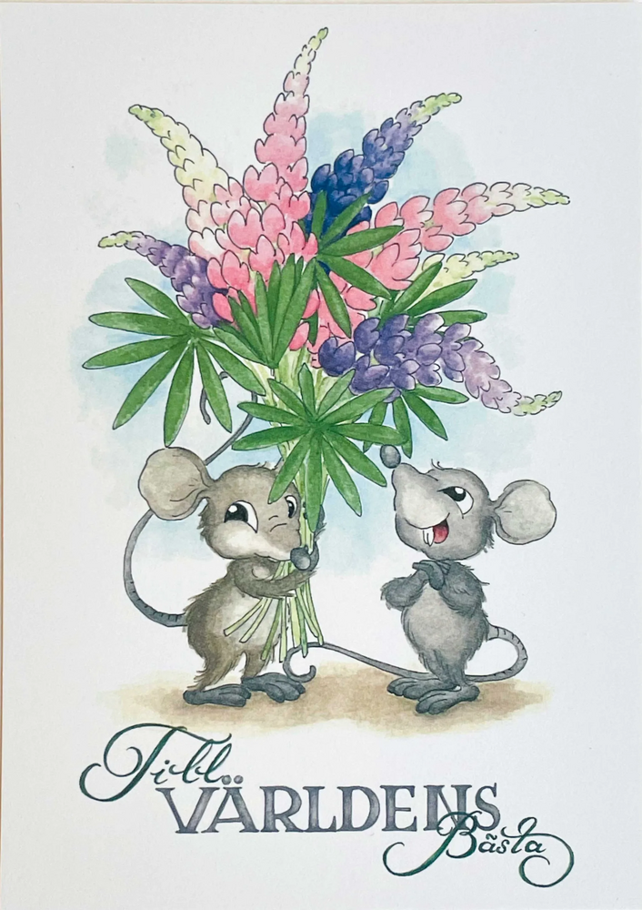 Product Image for Vykort - till världens bästa - möss och lupiner