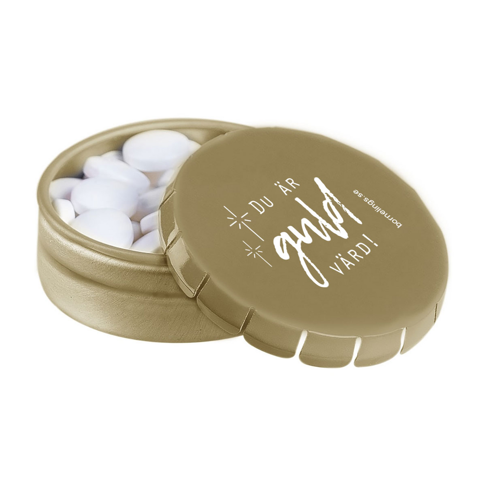 Product Image for Mintpastiller - plåtask - du är guld värd - guld