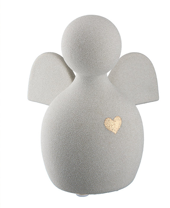 Product Image for Ängel med guldfärgat hjärta - grå- 14 cm
