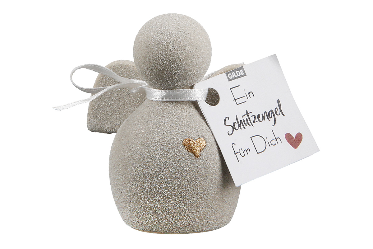 Product Image for Ängel med guldfärgat hjärta - grå- 6 cm