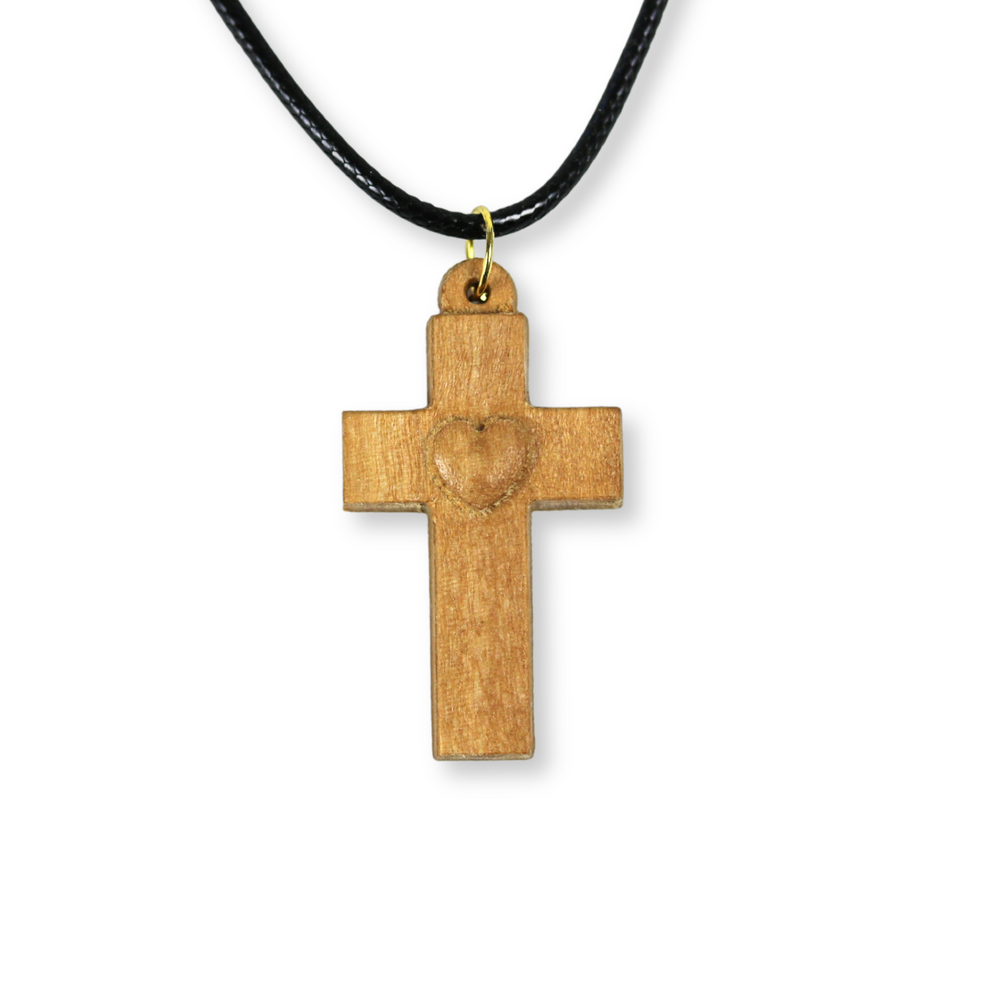 Product Image for Halsband – kors med hjärta - olivträ